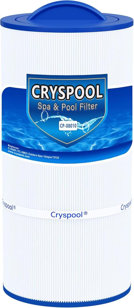 Cryspool 08010 Filter Compatible with Caldera Utopia 73722,1039607, C-8399, PCD100W, FC-3965, 100 Sq. Ft Spa Filter Cartridge, 1 Pack