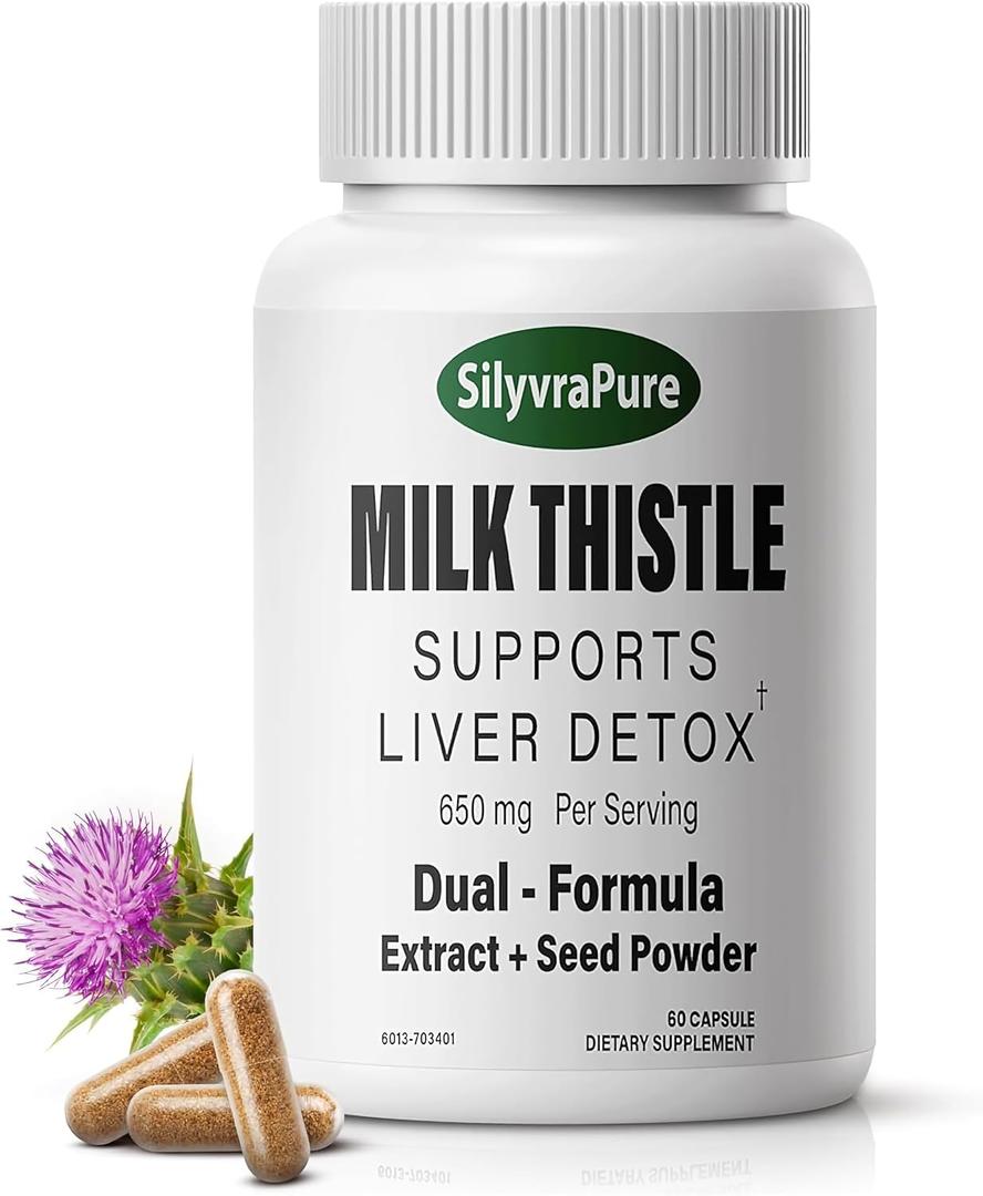 Milk Thistle for Women Supports Liver Detox & Cleanse, Hormone Balance & Skin Clarity | Dual Formula 650mg, 80% Silymarin, No Fillers, Pullulan Capsules, Non-GMO, 60 Capsules