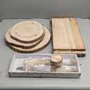 Jetec 3 Tiers Round 3 Tiers Rectangular Wood Cake Stand Rectangular Round Rustic Wedding Cake Holder Tray with Wooden Slice Toppers and Cutter for Wedding Reception Party Event