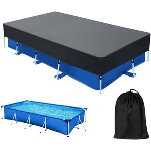177 x 87 in Rectangle Pool Cover Drawstring Design 14x7 Rectangular Frame Swimming 14 Foot Pool Cover for 178x86 Above Ground Pools Durable and Tear-Resistant Winter Pool Cover