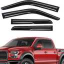 Rain Guards Fit for Ford F-150 SUPERCREW CAB 2015 2016 2017 2018 2019 2020 2021 2022 2023 2024 2025, Tape-on Durable Side Window Sun Wind Deflectors, 2015-2025 F150 Rain Guard Black 4 PCS