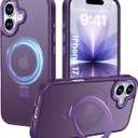 Compatible with iPhone 17 Case with Magnetic Ring Stand, Military Drop Protection, Anti-Scratch/Anti-Fingerprint Translucent Matte iPhone Case for iPhone 17 (Purple)