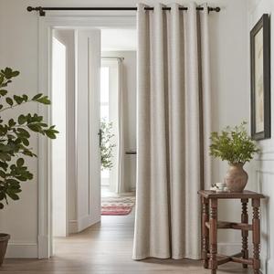 jinchan Room Darkening Curtain 84 Inch Length Beige Curtain for Bedroom Living Room Drape 1 Panel Texture Grommet Top Window Treatment 72 Inches Wide by 84 Inches Long