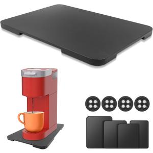 Appliance Slider 360 Rolling Tray for Coffee Maker Bamboo Coffee Pot Slider Tray Countertop Rotation Sliding Tray with Wheels, Small Appliances Mat Easily from Under the Cabinet Black(13.9"9.4")