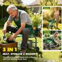 Suntee Garden Seat with Wheels, Rolling Gardening Stool with 360 Swivel Seat & Backrest,Tool Storage Basket & Back Tool Pouch, Adjustable Handle, Outdoor Gardening Scooter, Garden Cart for Seniors