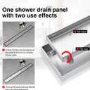 SaniteModar Linear Shower Drain 32 inch Tiled Insert 2 in 1 Panels, 304 Stainless Steel Shower Floor Drain, Brushed Linear Drain with Adjustable Feet and Hair Filter