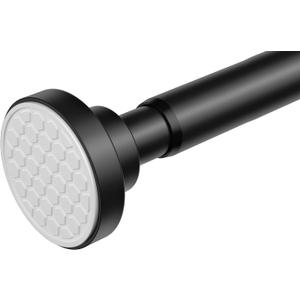 AIZESI Shower Rod, Adjustable 42-74 Inch Black Shower Curtain Rod, 1" Diameter Tension Rod No Drilling, Anti-Slip, Premium Stainless Steel Anti-Rust, Shower Rods for Bathroom