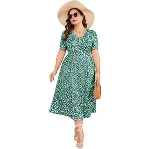 Plus Size Maxi Dress Womens Summer Casual Boho Floral Empire Waist Plus Size Flowy Dress Plus Size Dresses for Curvy Women XL