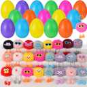 24 Pack Prefilled Easter Eggs with Kids Keychains Plush Toy Cute Keychains for Kid Boys Girls for Easter Egg Fillers, Easter Basket Stuffers Party Favor Gifts