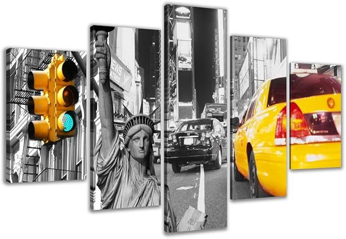 5529 Canvas Art and Artistic Prints on Canvas 160 x 80 cm – New York Traffic Cab 5-Piece