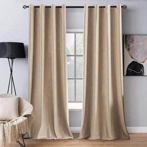 MIULEE 2 Panels Blackout Velvet Curtains Solid Soft Grommet Camel Beige Curtains Thermal Insulated Soundproof Room Darkening Drapes/Panels for Living Room Bedroom 52 x 90 Inch