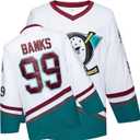Mighty Ducks Jersey Movie Ice Hockey Jersey S-L Charlie Conway with Youth Size, 90S Hip-Hop Party Outfits for Kids (#99 White, XL)
