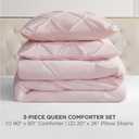 Juicy Couture Kiss Pleat Plush Micromink Light Pink Full/Queen Comforter Set - Cozy 3 Piece Bedding Ensemble