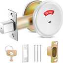 Tandefio 1 Pcs Vacant Occupied Bathroom Lock, in Use Deadbolt with Occupancy Indicator, 304 Stainless Steel, Fit Door Thickness 1 3/8" to 2", Not Adjustable, for Restaurants, Hotels, Offices (Silver)