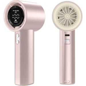 Portable Handheld Fan, Speed (1-100) Adjustable Turbo Personal, 4000mAh Battery Rechargeable Cooling Fan, Digital Display, Gifts for Women Men Travel/Camping/Outdoor (Powder/Beige)