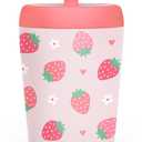 Kid Insulated Stainless Steel Tumbler with Silicone Straw, 12oz Sippy Cup for Kids (Strawberry)
