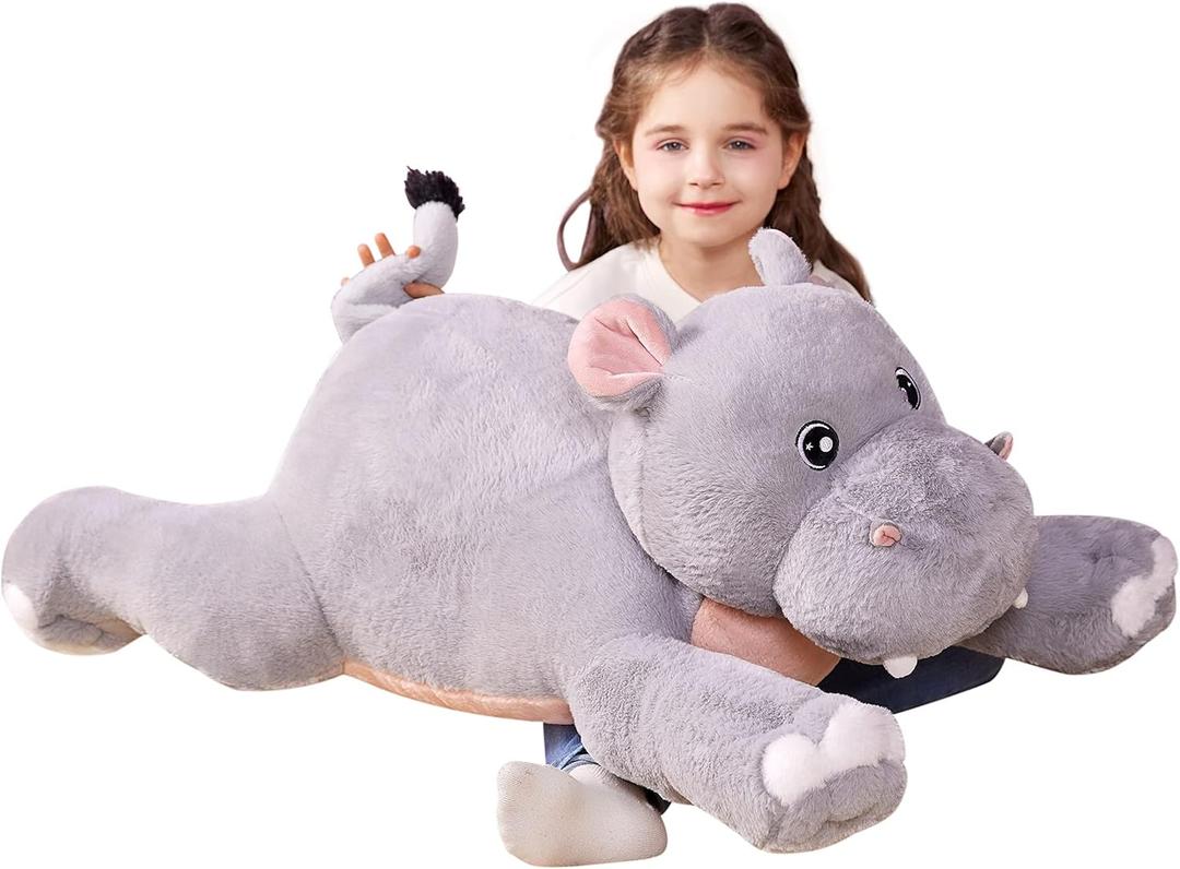 IKASA Giant Hippo Stuffed Animal Plush Toy,Large Hippopotamus Cute 30" Jumbo Soft Toys,Huge Big Size Plushy Fluffy Fat Plushie,Gifts for Kids