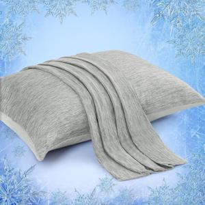 Elegear Cooling Pillow Cases for Hot Sleepers, Japanese Q-Max 0.45 Cooling Pillowcases, Both Sides(Cooling/Cotton), Breathable Soft Pillowcase for Hair and Skin, Set of 2-Gray (Standard (20" x 26")) (Grey)