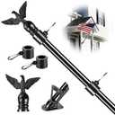 Flag Win 6FT Flag Pole Kit for House with Holder Bracket, Upgrade Stainless Steel Tangle Free Flagpole, Heavy Duty House Flag Pole Kit for 3x5 American Flag for Outside Porch, Outdoor, Boat (Black)