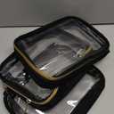 Wedama TSA Approved Toiletry Bag, 3 Pack Clear Makeup Bags with Handles, Quart Size Clear Toiletry Bags, PVC Cosmetic Bags for Women and Men, Carry on Airport Airline Compliant Bag, Black