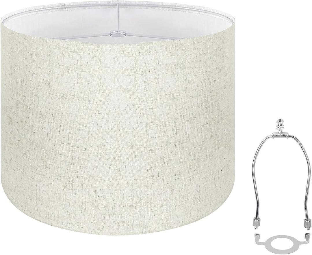Lampshades, Beige Drum Lampshade 13''Top X 13'' Bottom X 10'' High, Lamp Shade for Table Lamps, Drum Lampshade for Floor Lamps (Spider Fitter) Easy Assembly Replacement Lampshades