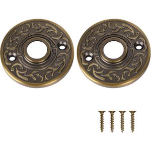 2 Pack Round Door Knob Rosette Plates for Trim Lock, Old Style Mortise Door Knob Backplate Replacement, Antique Brass Knob Plates for Cabinet