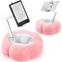 CreaDream Pumpkin Tablet Pillow Stand Holder for Kindle iPad, Adjustable Phone Pillow Stand for Lap Bed with Detachable Snack Bowl, Compatible with 4.7"-13" Tablet, iPad, iPhone, Samsung Tabs, Kindle (Pink)