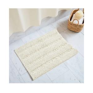 NICETOWN Super Thick Soft Striped Shaggy Chenille Bath Mats, Machine Washable Indoor Outdoor Durable Chenille Doormat, Dry Fast Water Absorbent Mat for Floor Master Bedroom Kitchen (Cream, 32" x 20")