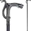 Walking Cane for Men & Women - Heavy Duty 500+ lbs Capacity, Gothic Cane with Ornate Design, Decorative Goth Metal Ergonomic Handle Cane, Black & Silver Snake Walking Stick for Senior Gift