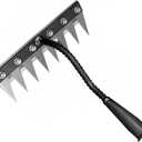 Gardenia Iron Weeding Rake, Iron Rake 2.0 for Gardening and Weeding, Detachable Double-Edged Blade Design Carbon Steel Heavy-Duty Weed Rakes,Hand Weed Puller Tools for Lawn Yard Garden Farm(8 teeths)