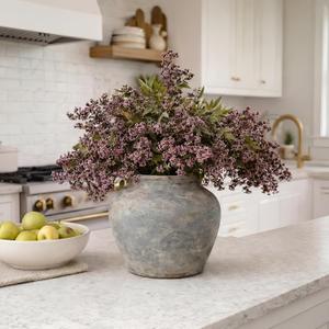 Dingion 3 Pcs 43 Inch Dusty Plum Berry Stem Artificial Spring Faux Sedum Stem Spray Flowers Realistic Flowers Branches Floral Picks for Vase Wedding Holiday Mantel DIY Harvest Seasonal Home Decor