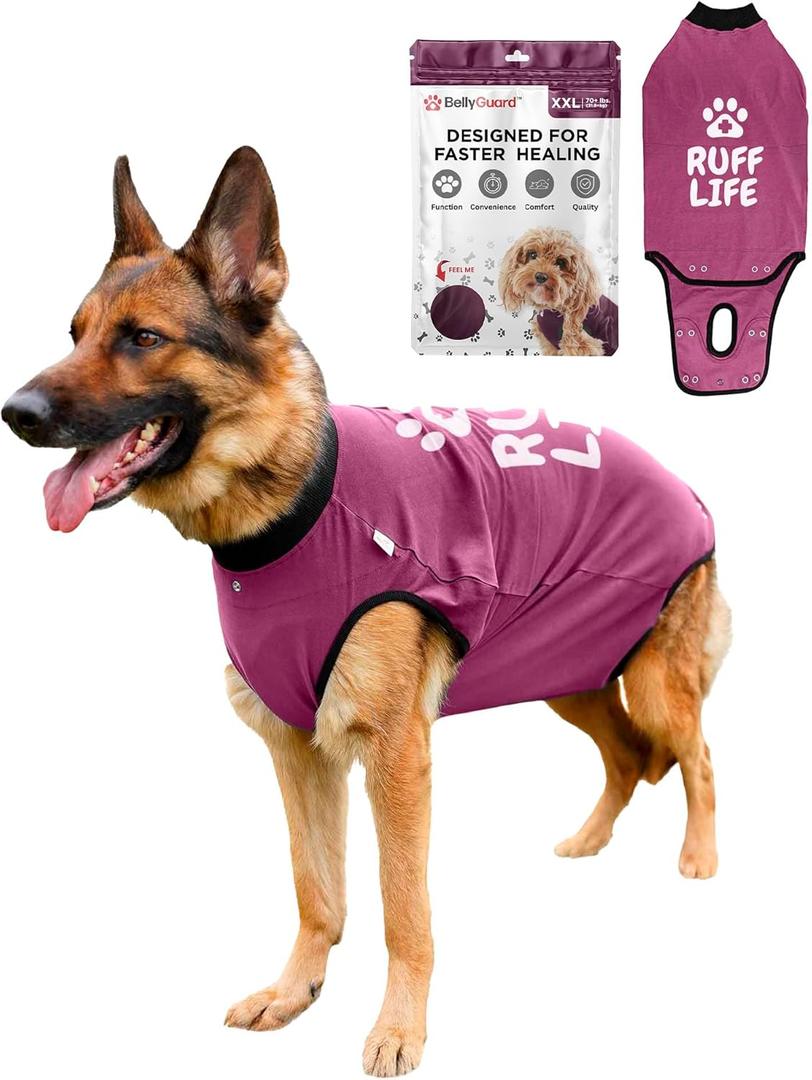 BellyGuard Recovery Suit for Dogs, Comfy Dog Surgery Suit, Female Spay and Male Neuter Onesie for Post-Op Care (XX-Large, Maroon)