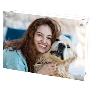 Acrylic Picture Frame 4x6, Double Sided Photo Frames for Refrigerator with Magnetic Corners, Transparent Acrylic Frame for Desk or Tabletop Display Family,Wedding, Baby Pictures(1 Pack)