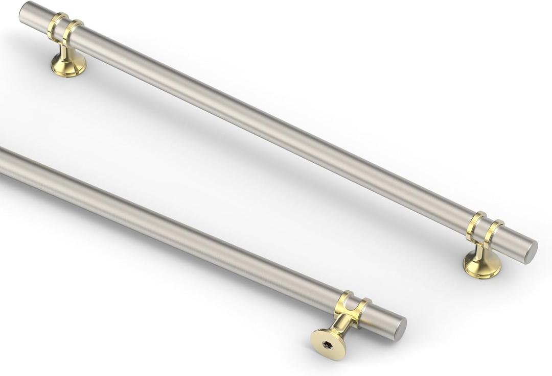 Asidrama 10 Pack 15 Inch(381mm) Champagne Bronze and Brushed Satin Nickel Kitchen Cabinet Handles, Cabinet Pulls Kitchen Cabinet Hardware Cupboard Handles Drawer Pulls