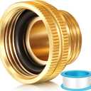 Solid Brass Garden Hose Adapter, 3/4'' GHT Garden Male x 1'' NPT Female Connector, 1 Inch Male Hose Thread to 1.3 Inch Pipe Fittings Thread, with Rubber Gasket