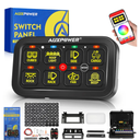 Auxpower RGB 8 Gang Switch Panel with App Control Turn On/Off Momentary Pulsed Multifunction 12V Switch Panel for Truck Circuit Control Relay System Switch Panel Waterproof for Car Boat Truck RV