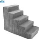 Best Pet Supplies Dog Stairs for Small Dogs & Cats, Foam Pet Steps Portable Ramp for Couch Sofa and High Bed Non-Slip Balanced Indoor Step Support, Paw Safe No Assembly - Gray, 5-Step