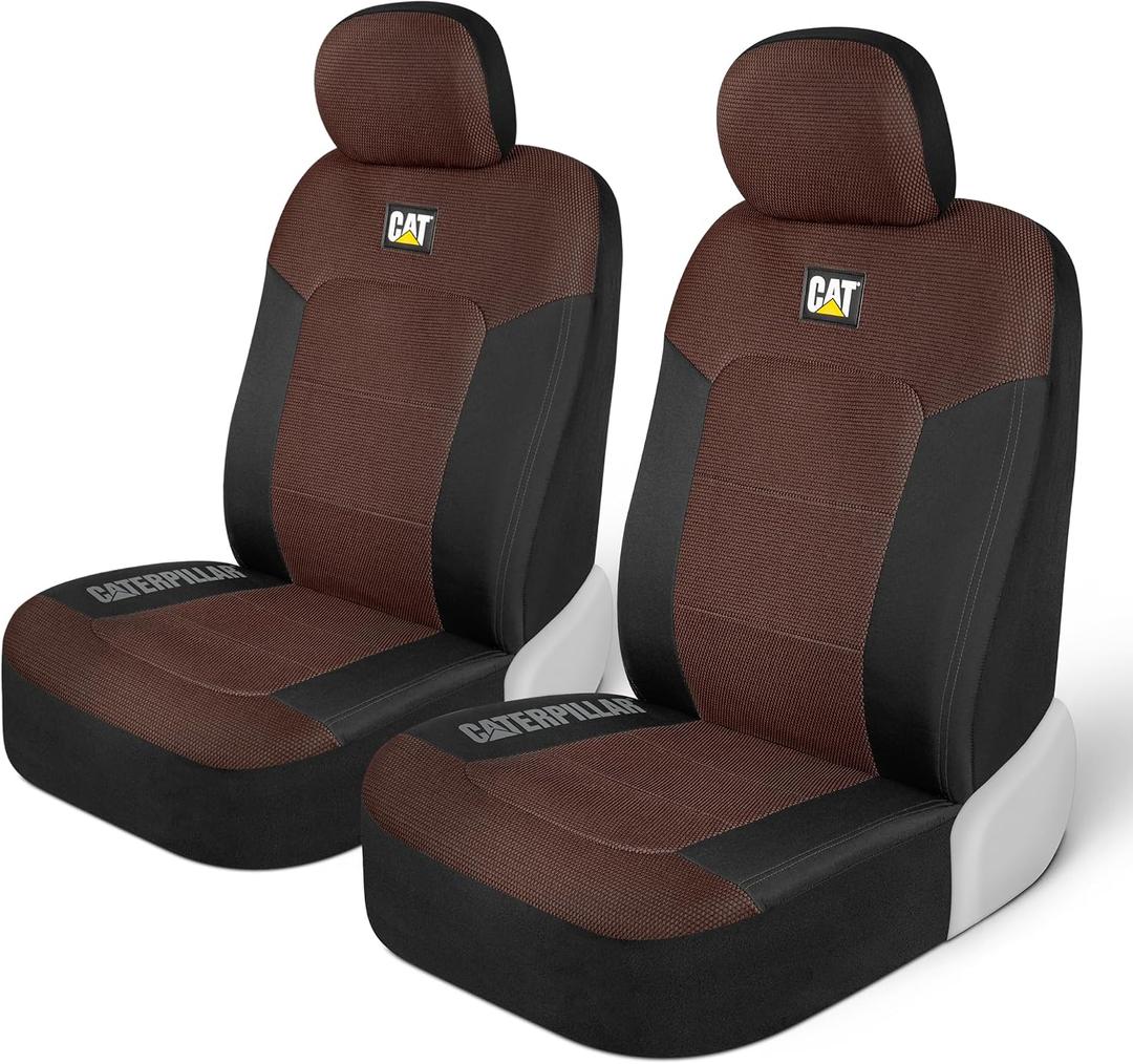 CAT MeshFlex Universal Front Seat Covers for Trucks, Cars, & SUV - Brown | Airbag Compatible Interior Protection for Trucks, Suv, and Cars (2) Front Seat Protectors Automotive and Truck Accessories