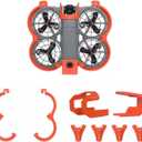 Neo 2 Propeller Guard Protector + Gimbal Bumper Guard + Height Extension Brackets for DJI Neo 2 Drone Accessories, 3 in 1 Anti-Collision Full Protection Guards Set for DJI NEO2 (Orange With Image Transmission)