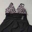 AI'MAGE Women One Piece Swim Dress Swimsuits Sexy V Neck Tummy Control Swimdress Skirt Bathing Suit Tie Knot Skirt Swimdress (Large, Leopard)