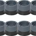Anti Vibration Pads, 8pcs Washing Machine Base Foot Pads, Non Slip Heighten Shock and Noise Cancelling Mat for Washer and Dryer Machine Support Protects Pedestals (8 PCS) Black