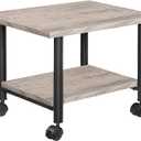 HOOBRO Printer Stand, 2-Tier Industrial Under Desk Printer Cart with Shelf, Mobile Heavy Duty Storage Rack on Wheels for Home, Office, Grey and Black BG02PS01G1 (15.7'' x 19.1''x 14.4'')