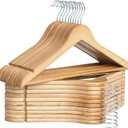 StorageWorks Wooden Hangers 20 Pack, Wood Coat Hangers for Closet, Heavy Duty Clothes Hangers for Suits, Shirts, Pants, Jackets, Natural Wood Color