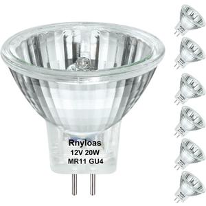 GU4 Halogen 20W 6 Pack GU4 Base MR11 12V 20W, FTD Spot Light Bulb GU 4 Dimmable with Glass Cover, MR 11 Warm White 2800K Fiber Optic Light Bulb, MR 11 Christmas Bulb with GU 4 /GZ4 Bi Pin Base