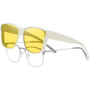 HAOLOTA Night Vision Driving Over Glasses, Nighttime Glasses Men Women Anti Glare Yellow Tinted Lens Lightweight