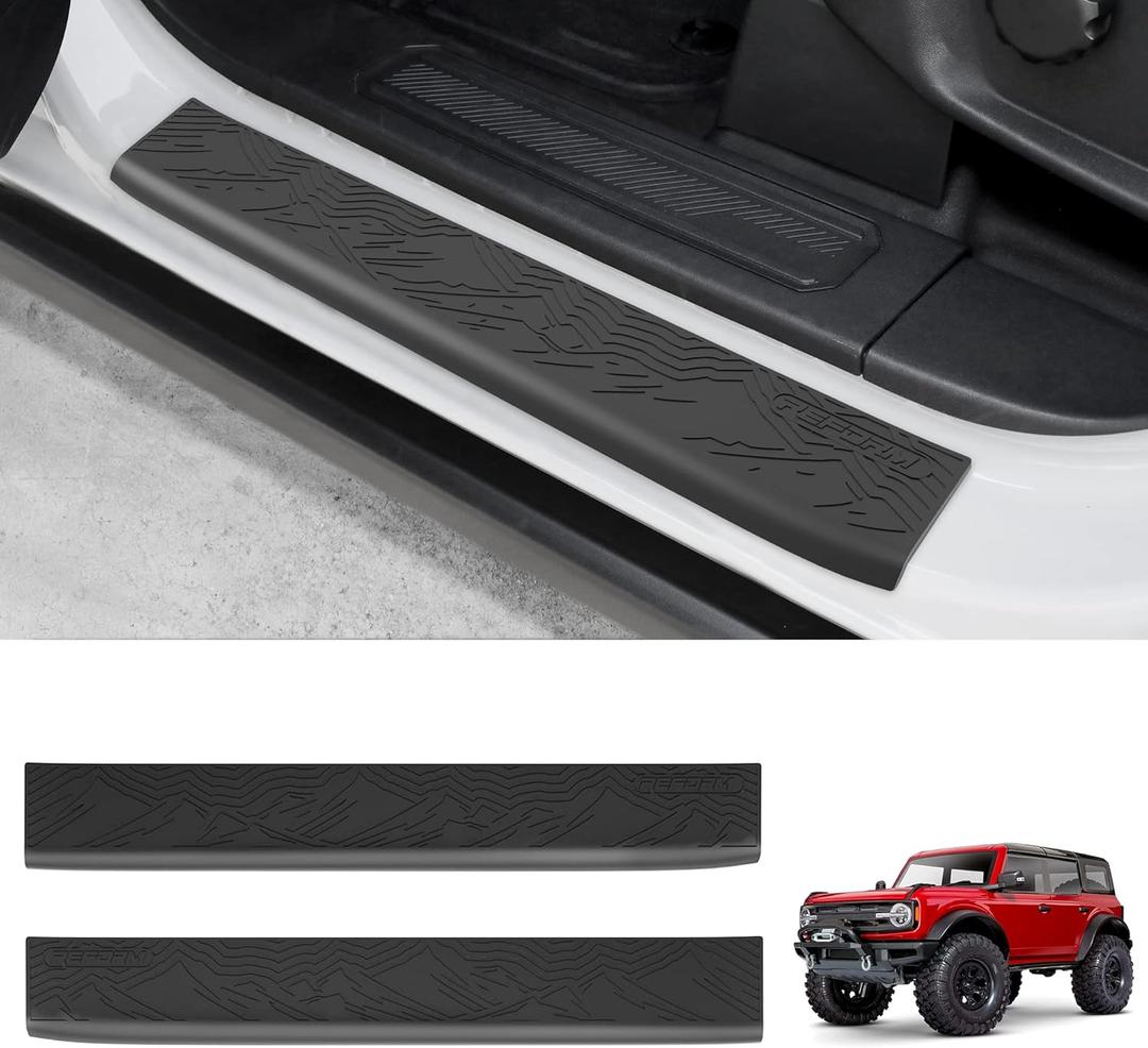 REFORM DESIGN Door Sill Guards Protectors Compatible with 2024 2023 2022 2021 Ford Bronco 2 Door, 2 PCS TPE Solid Door Edge Entry Cover Interior Accessories (for Bronco 2 Door)