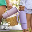 Ello Port 30oz Tumbler with Carry Loop & Integrated Handle | Vacuum Insulated Stainless Steel Reusable Water Bottle Travel Mug | Leak Proof Lid | Flexible Straw | BPA-Free | Dishwasher Safe | Black