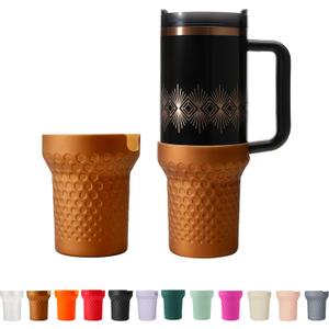 2 x Silicone Metallic Glitter Boot for Stanley 40oz Quencher H2.0 FlowState Tumbler & Adventure Tumbler (Bronze)