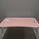 Laptop Bed Desk, Foldable Lap Desk, Portable Lap Table, Laptop Stand with Cup Holder & Tablet Slot & Lifting Handle for Working Writing Drawing & Eating - Pink