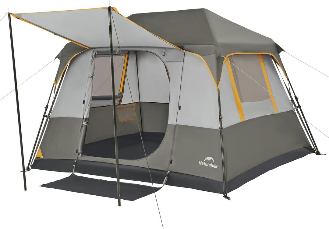 Naturehike Cape 4/6/8 Person Camping Tent, 60S Easy Setup Instant Tent Pop up Tent, Waterproof Large Tall 6/8 Person Tents for Camping, Car Camping (4 Person)
